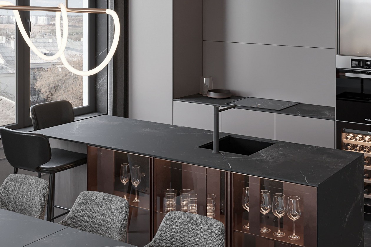 106㎡高级灰色系简约风公寓设计-6