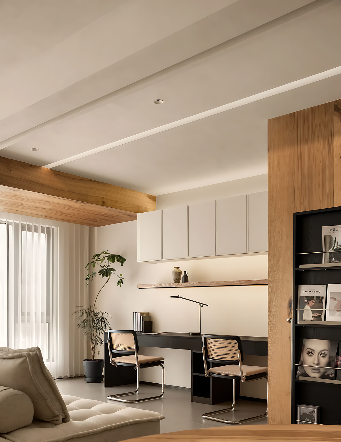 奶油原木风温馨小户型之家设计-13