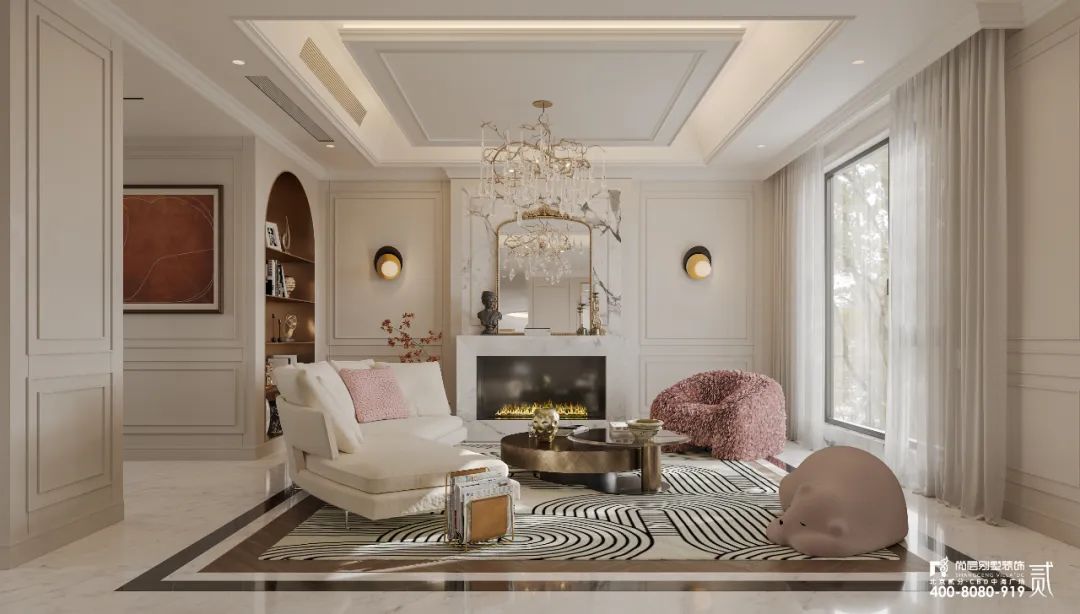 尚层作品 | 760㎡鲁能钓鱼台美高梅，现代法式的色彩碰撞，独一无二的家居氛围！-5