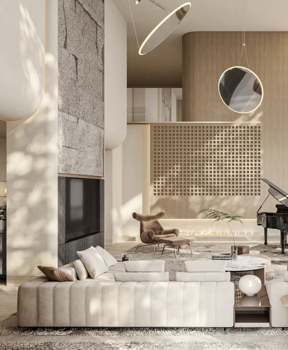 SeeDesign见入设计 ｜「 晴隅 」1000㎡ 侘寂风艺术美宅-10