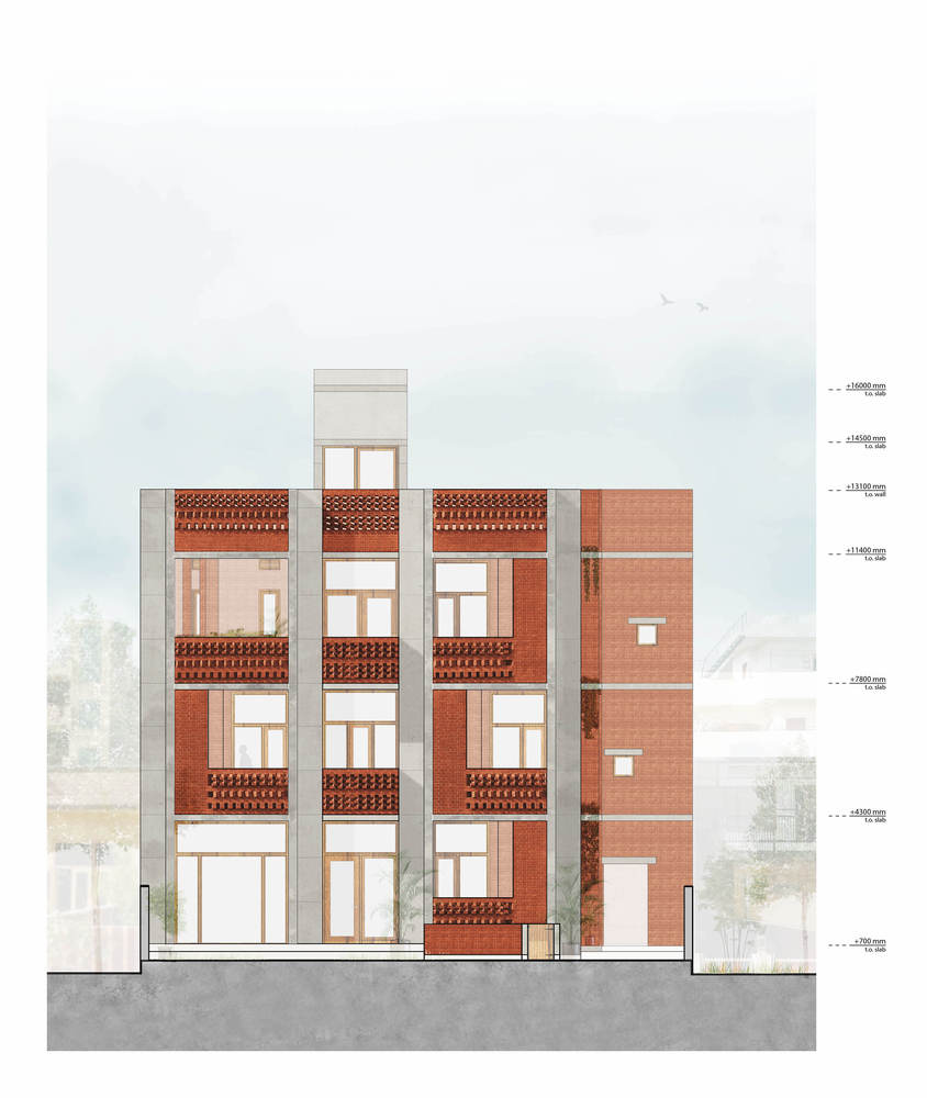 印度紧密家庭共享生活砖房设计-49