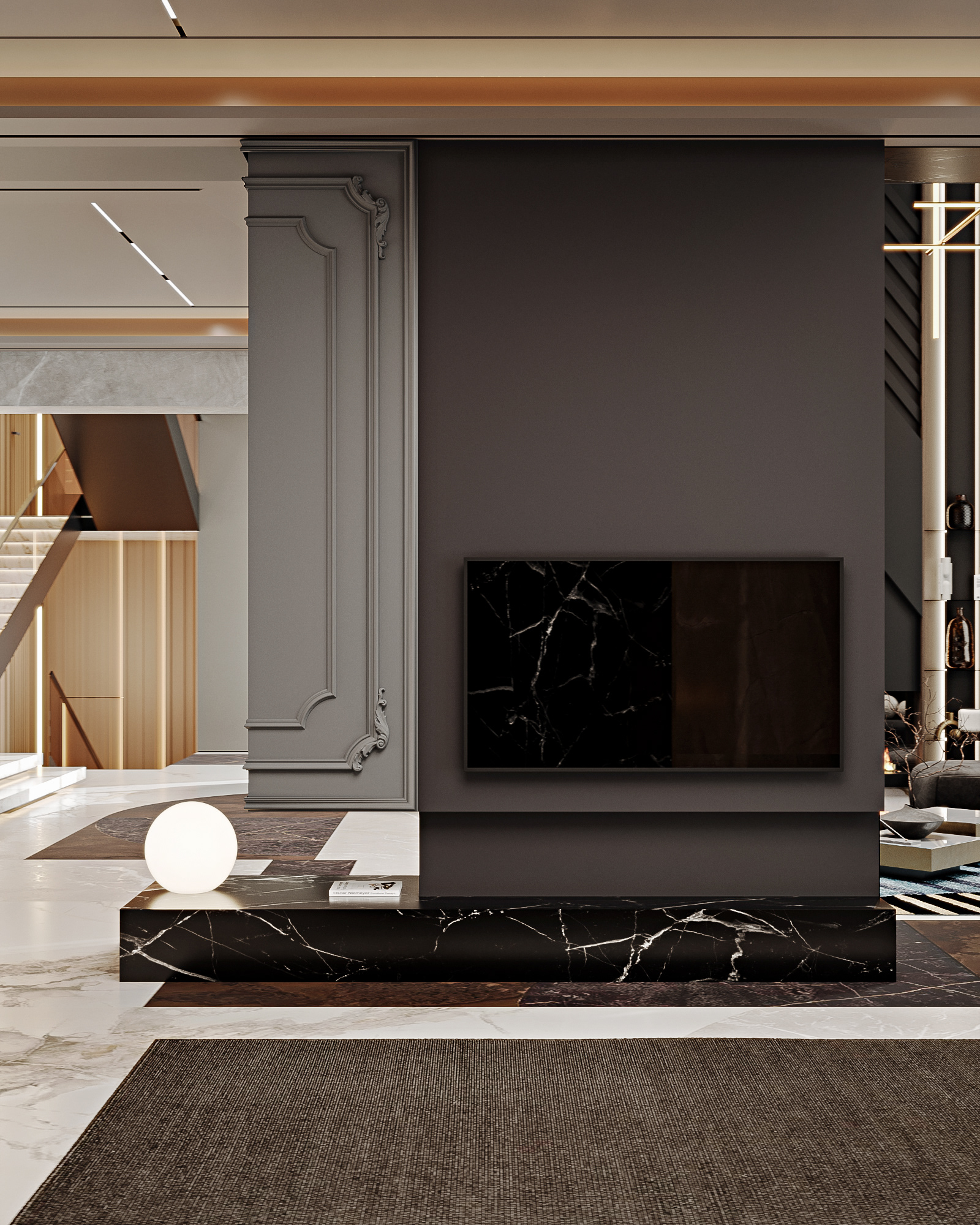 Modern living space with bronze details-6