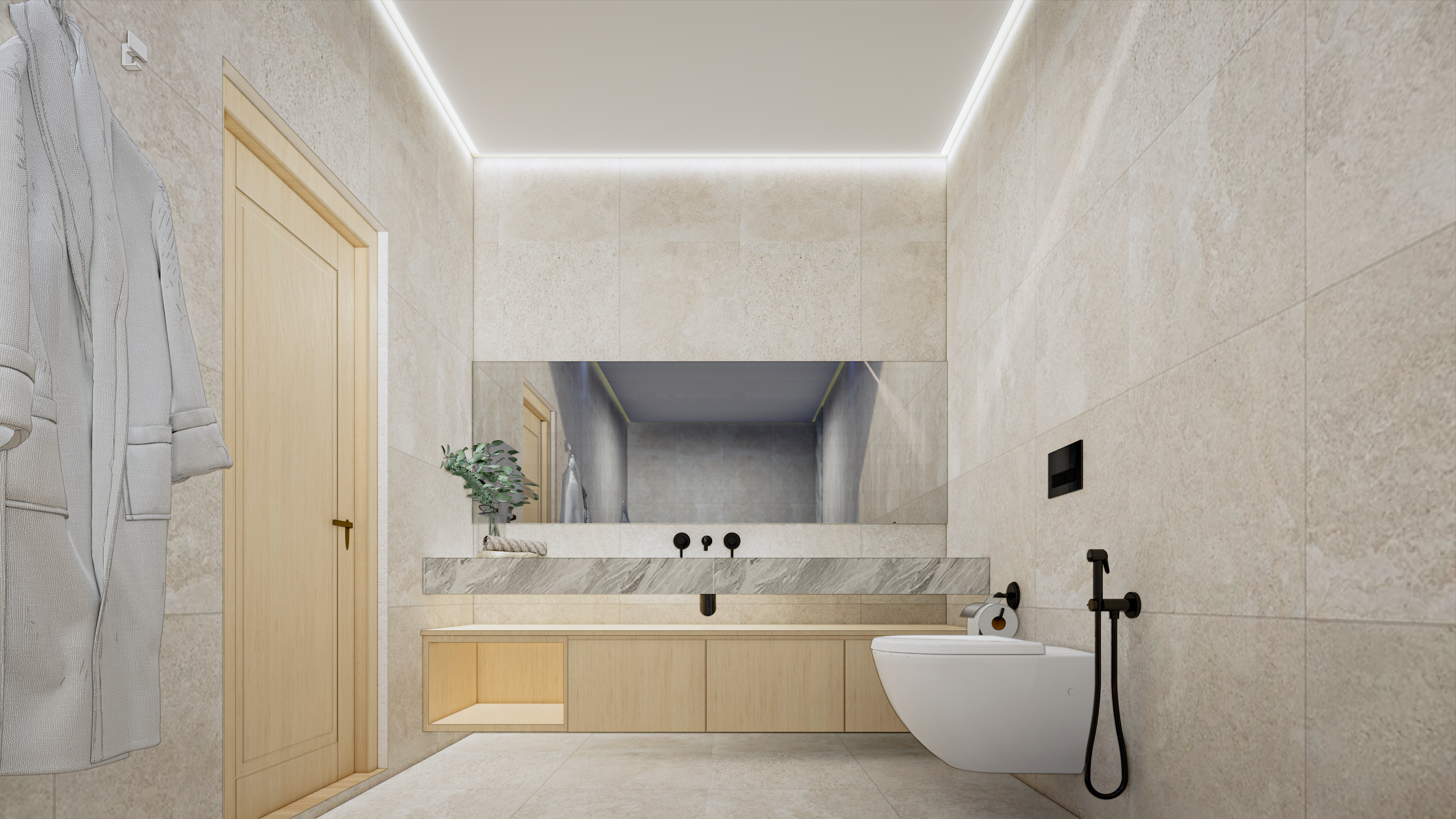 现代优雅带工作区主卧设计-11