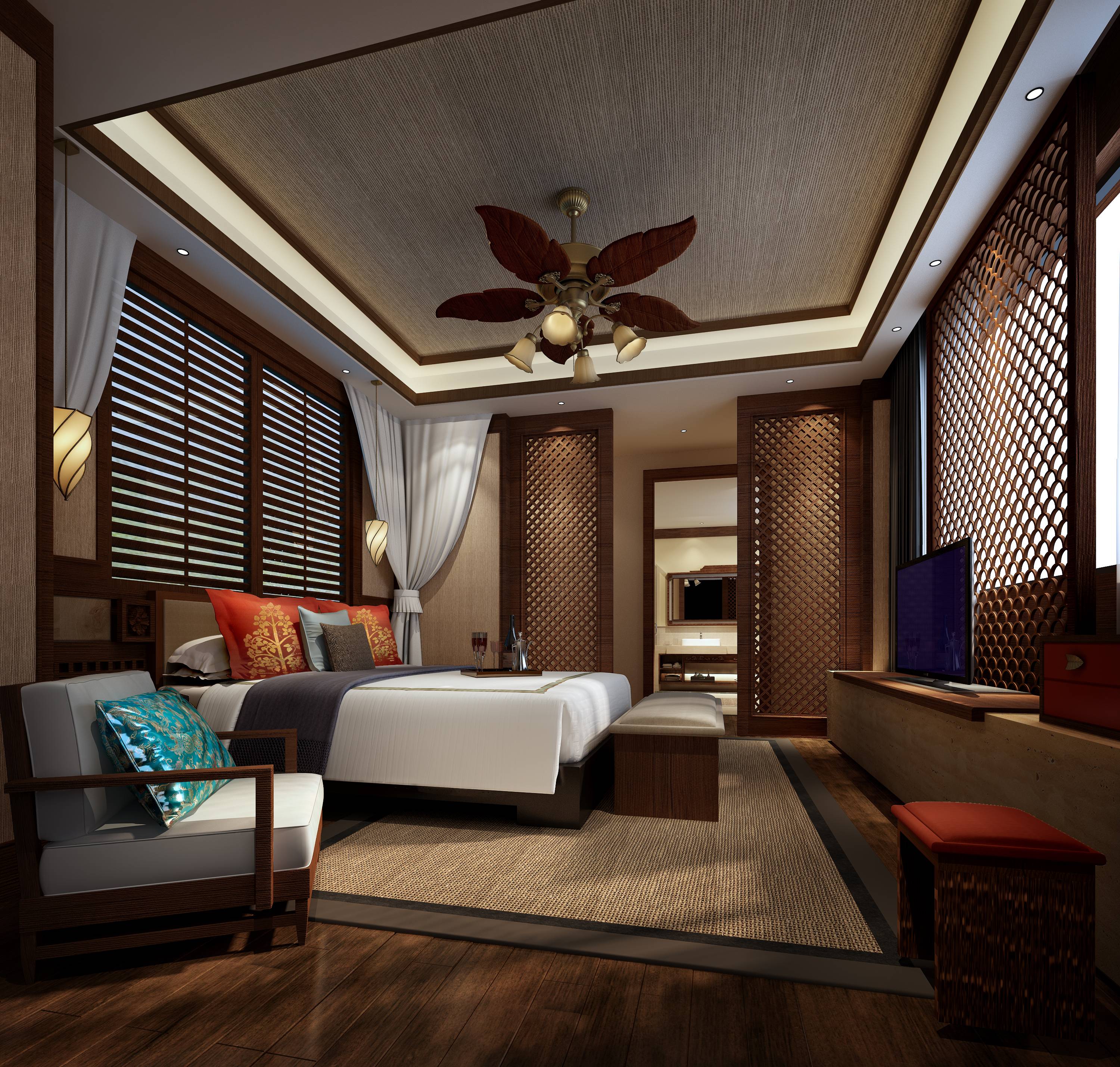 新中式 中式古典 奢华家装别墅样板房-15-8