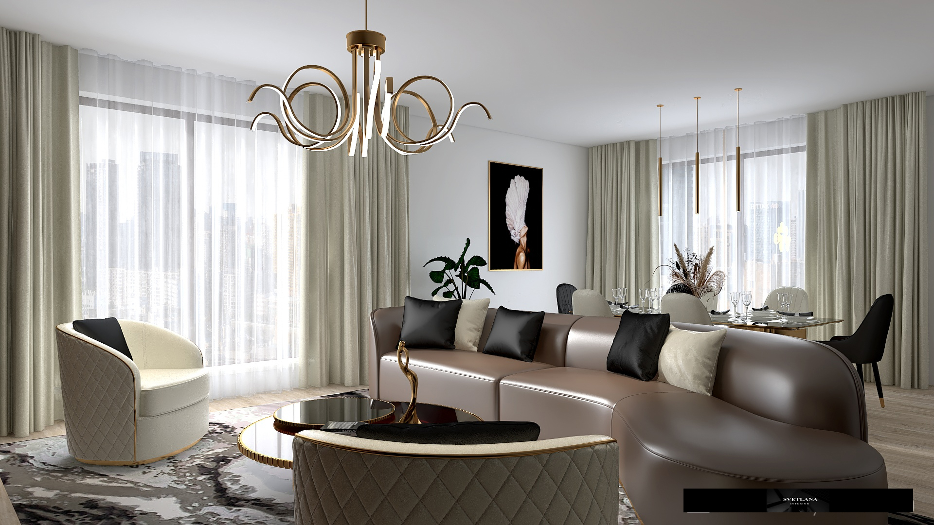 黑色金色阴谋丨Svetlana Interior-11