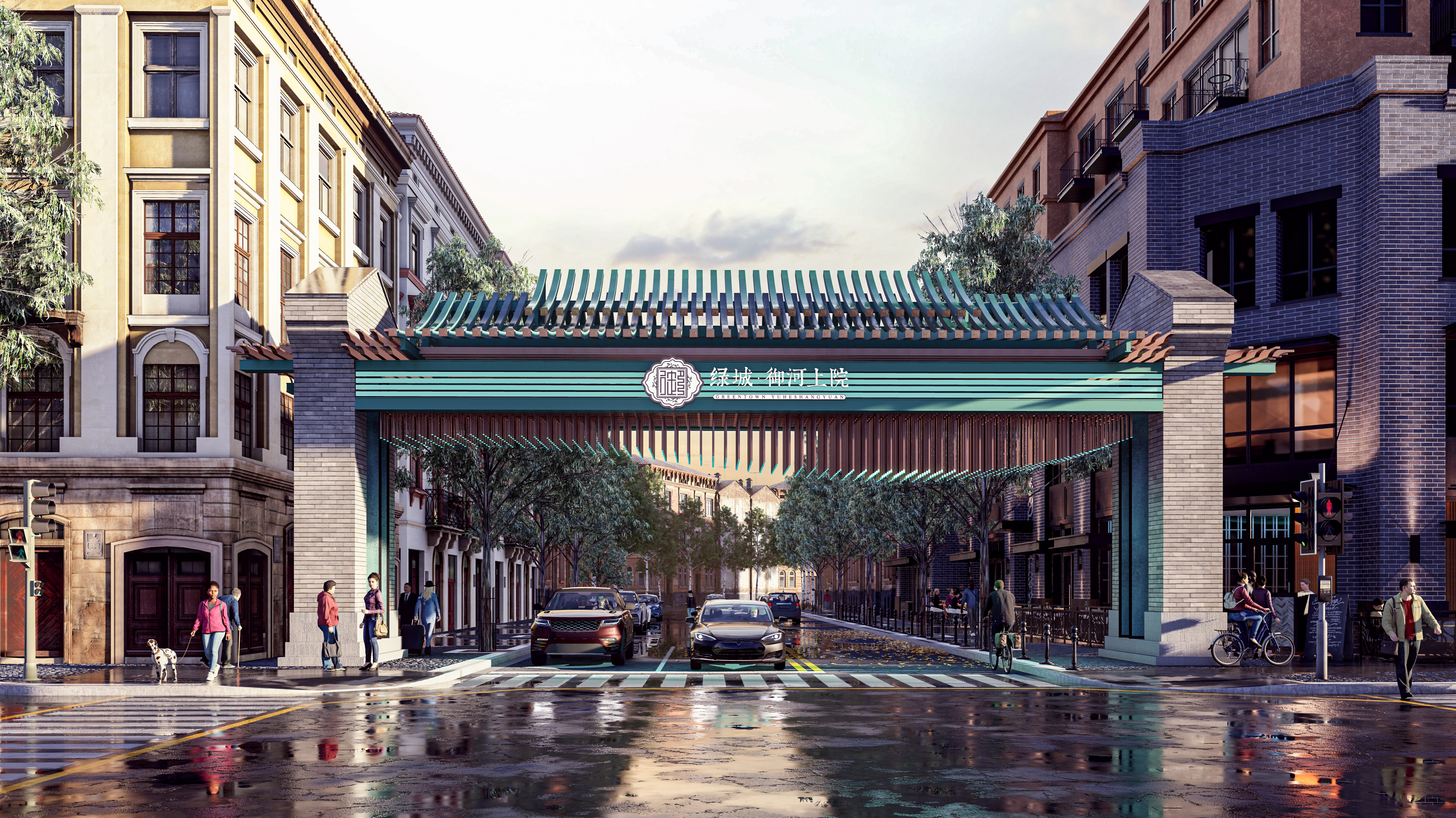 绿城御河上院别墅区商业街道龙门架设计丨中国石家庄-12