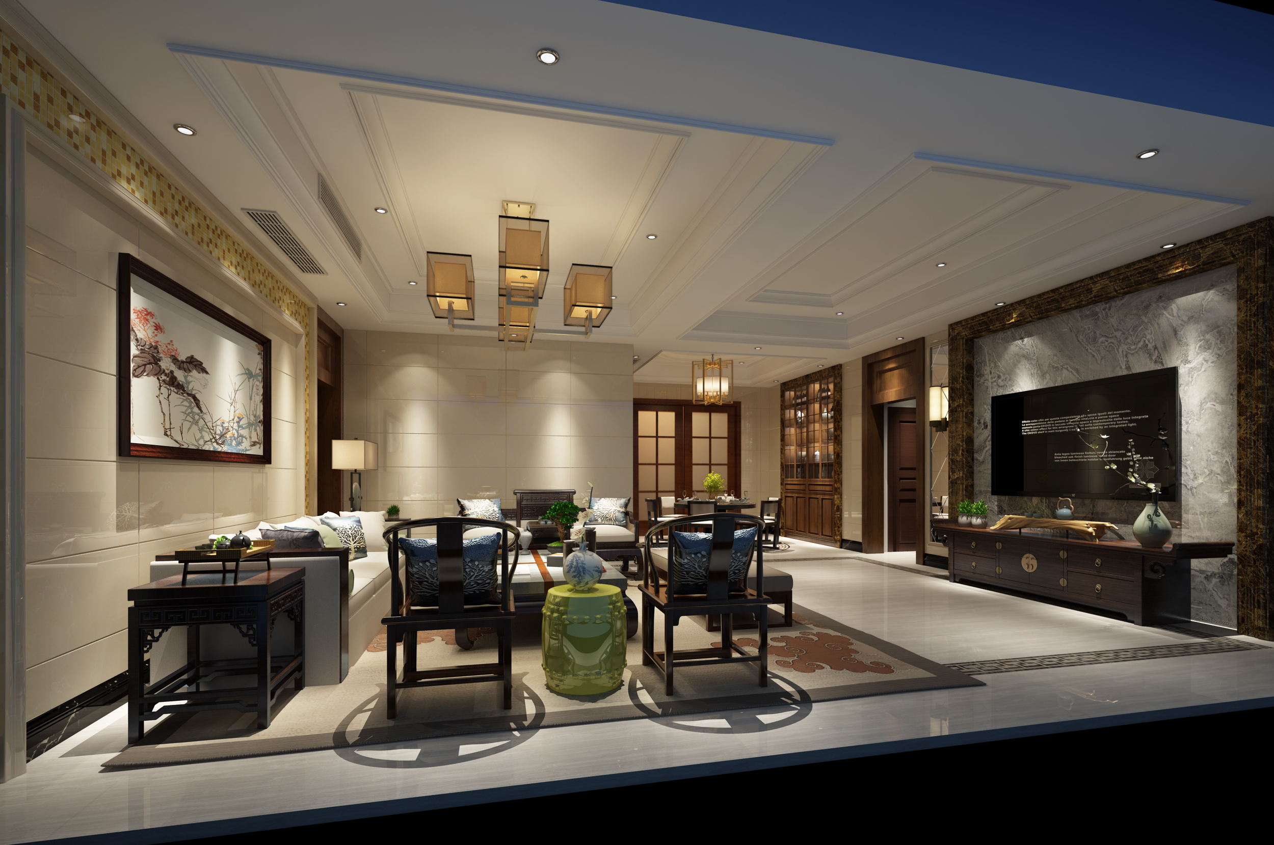 新中式 中式古典 奢华家装别墅样板房-14-27