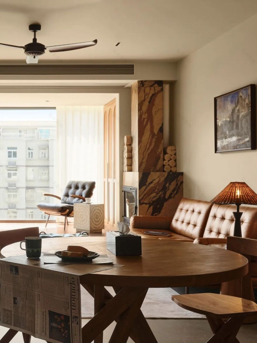 弥舍|260m²中古叠墅,壁炉煨暖岁月,实木雕刻生活-53