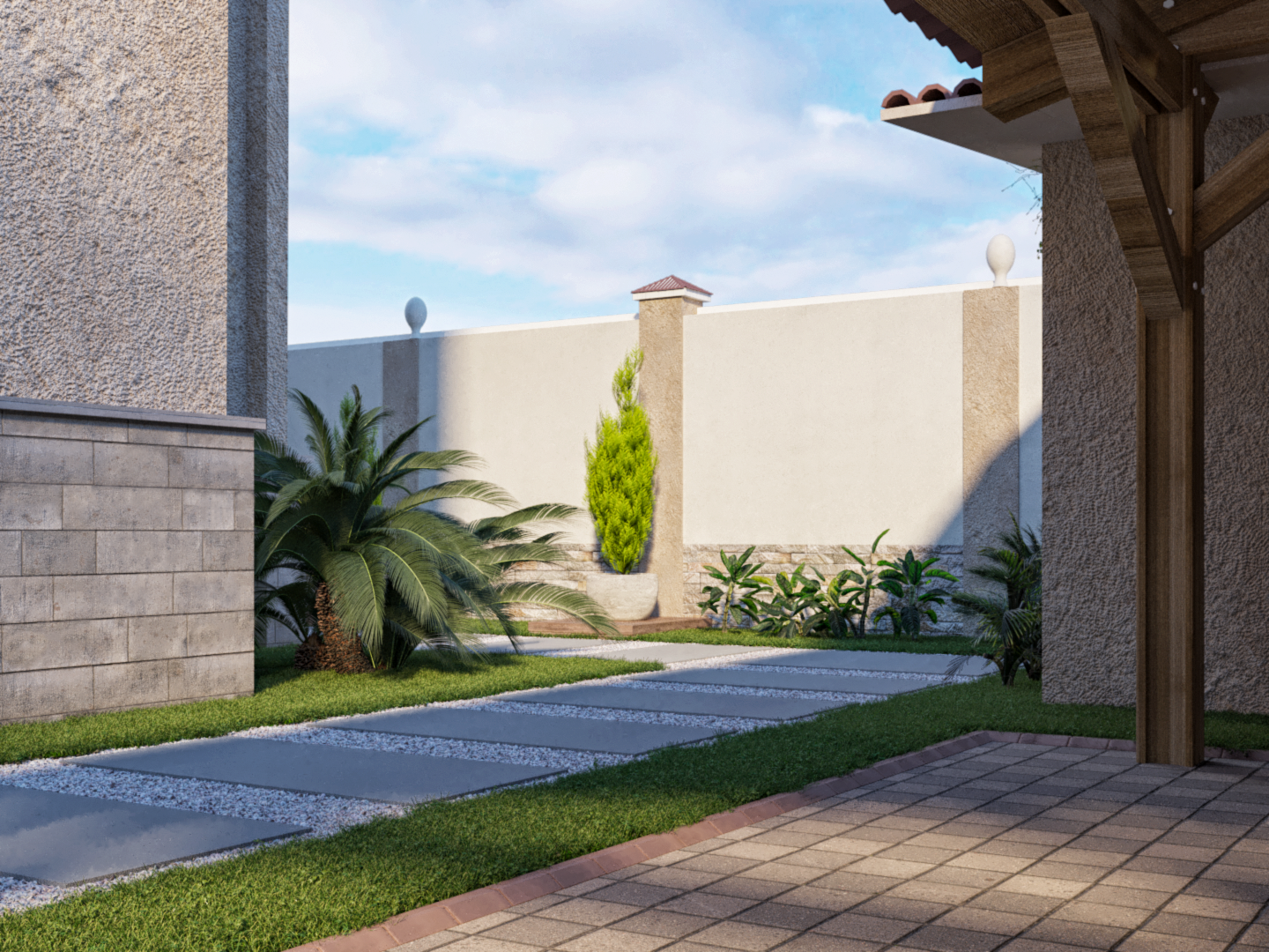 别墅花园和围栏设计-7