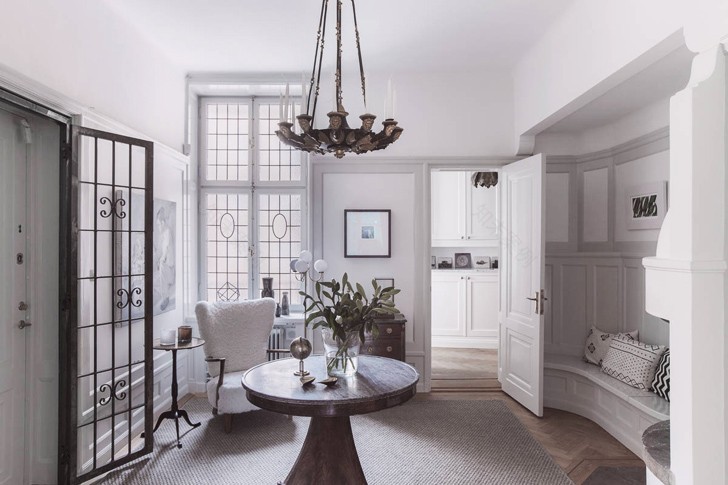 斯德哥尔摩历史建筑中的瑞典简约豪华公寓-7