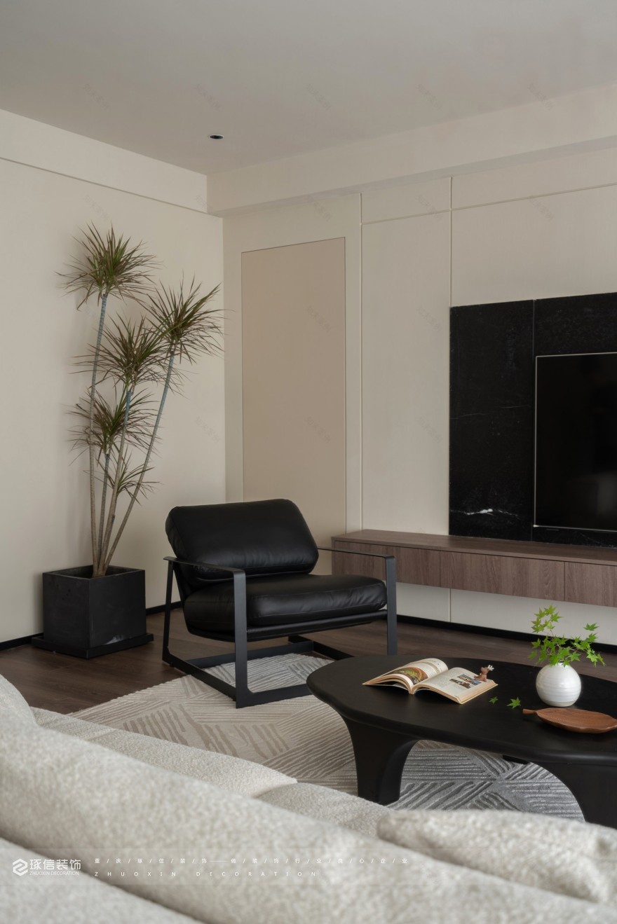 110 平简约现代风舒适空间丨琢信装饰-9