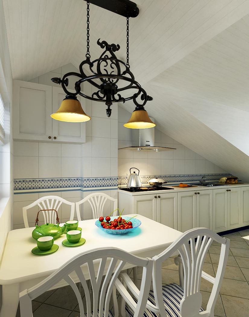 
蓝色经典—吉林市地中海阁楼样板间设计 -4