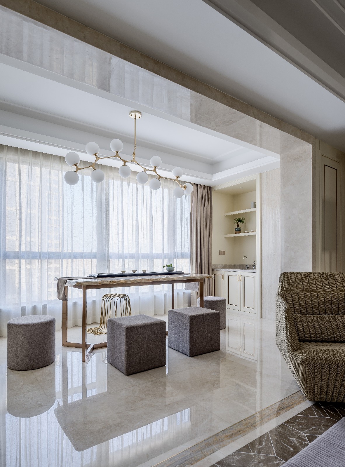 福州融桥外滩 246㎡现代样板间——东方禅意与轻奢金属的碰撞-19