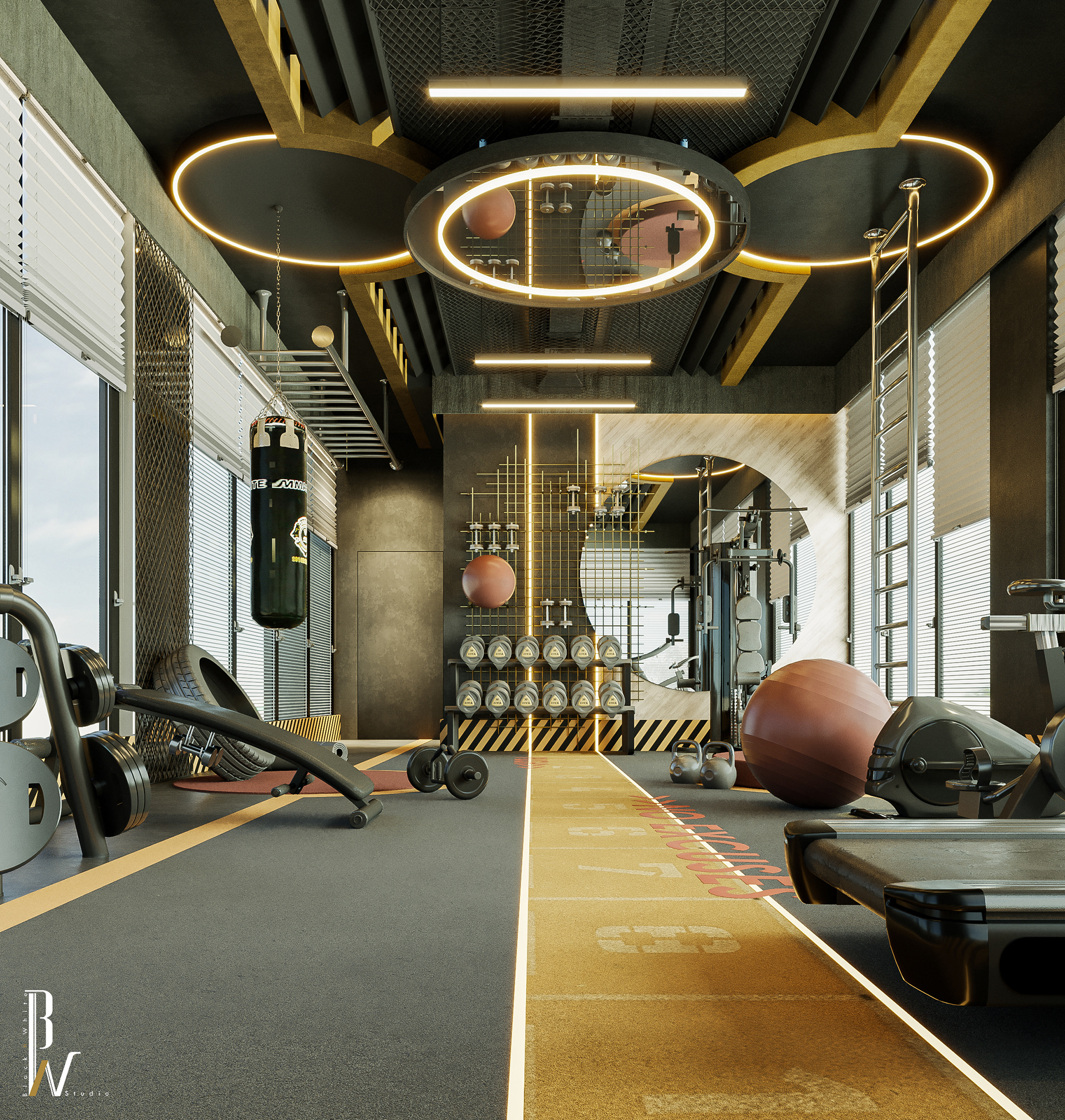 家庭健身房丨阿联酋丨Black N White-0