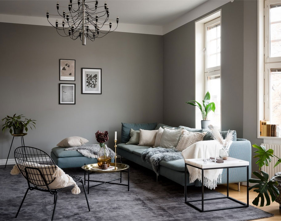 斯德哥尔摩郊区优雅暗色调公寓-1