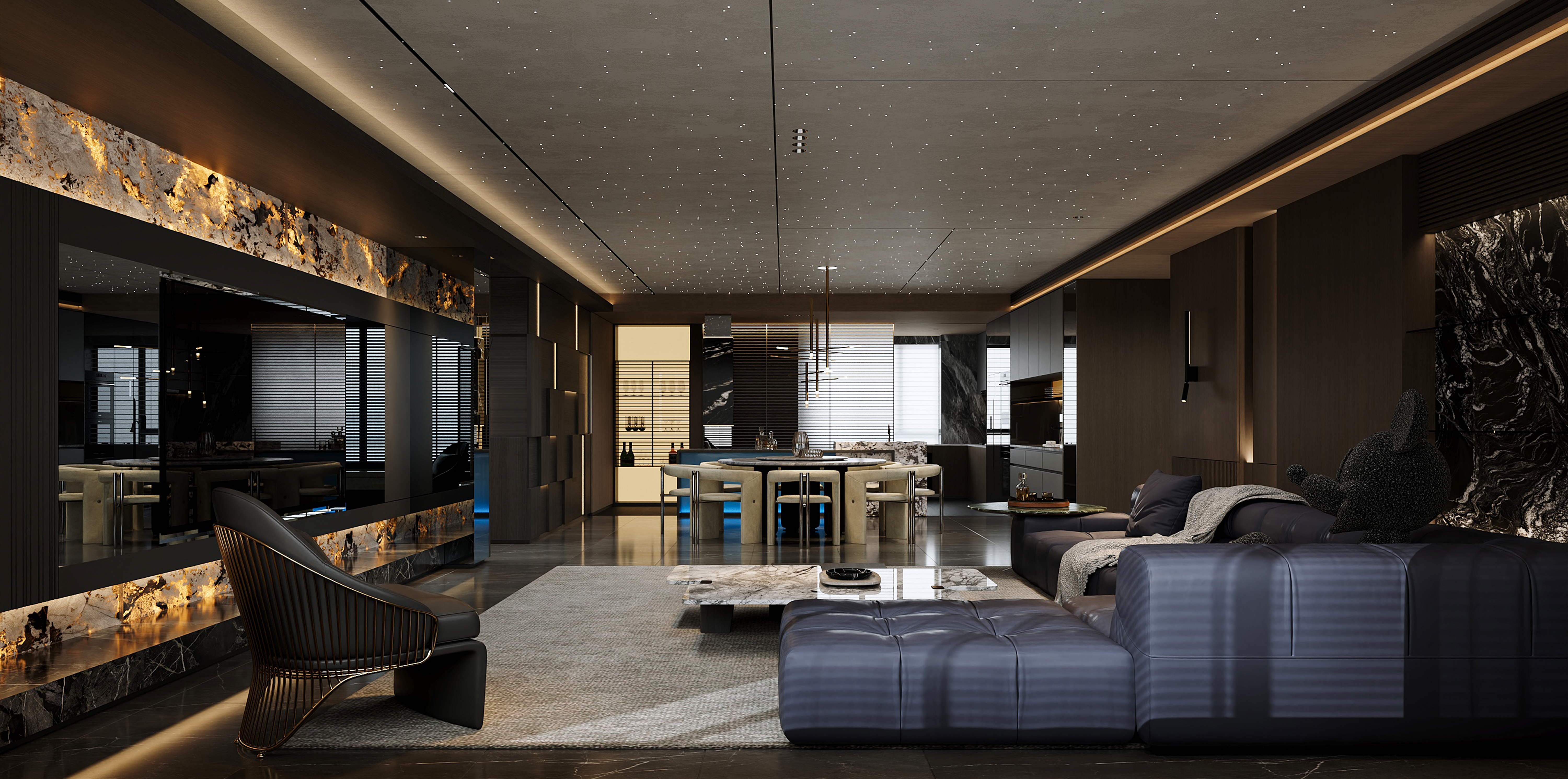 沈阳  美的君兰江山  286㎡ 意式暗黑风效果表现-3