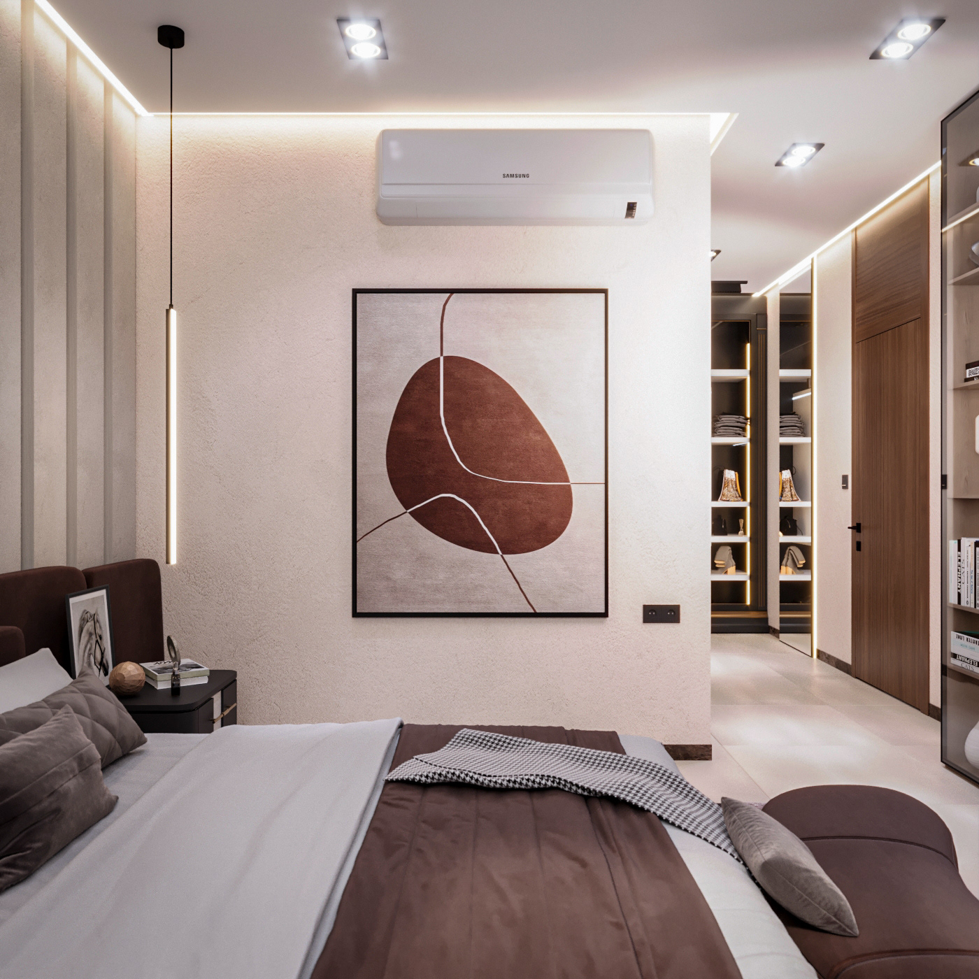 Brown Master卧室及梳妆区设计丨沙特阿拉伯-9