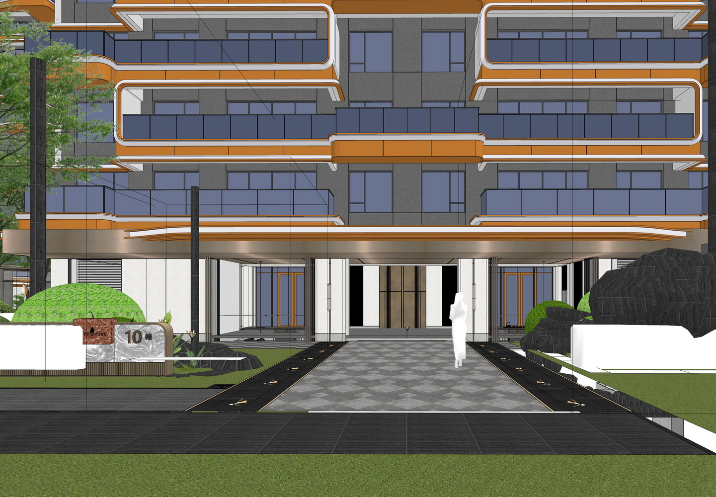 西安中铁建西派玺悦示范区景观SU模型-4