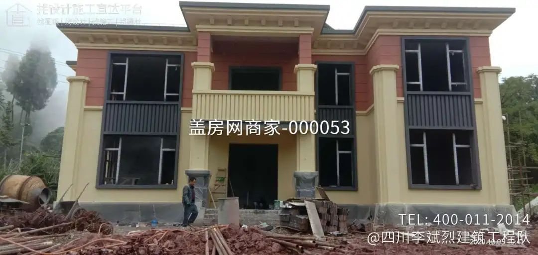 【施工队案例】四川省绵阳市盐亭县二层新中式别墅施工-1