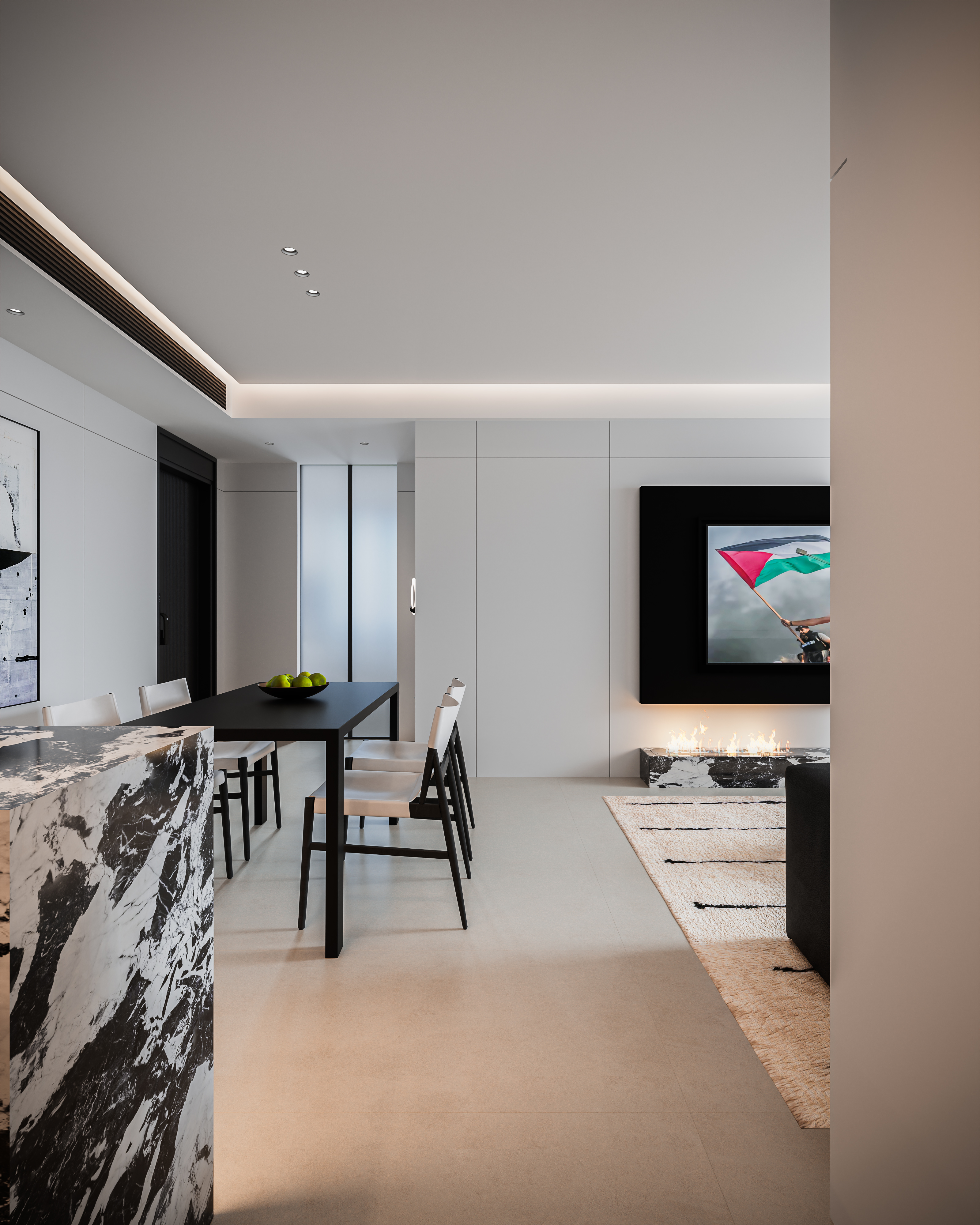 现代极简客餐厅渲染-9