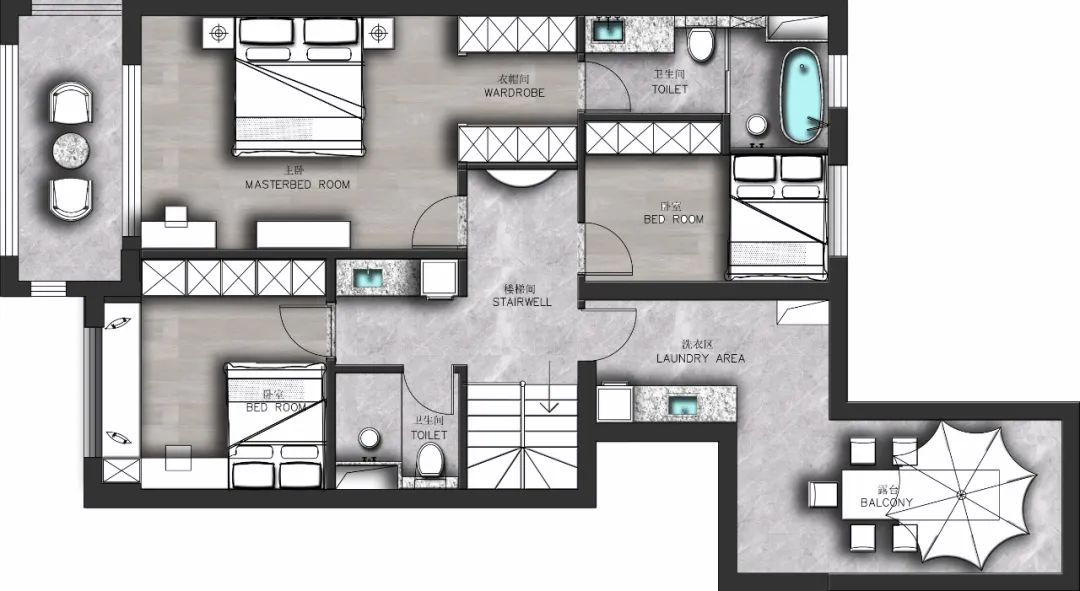 香湖湾上叠现代美式别墅设计丨中国西安丨青马别墅设计-61