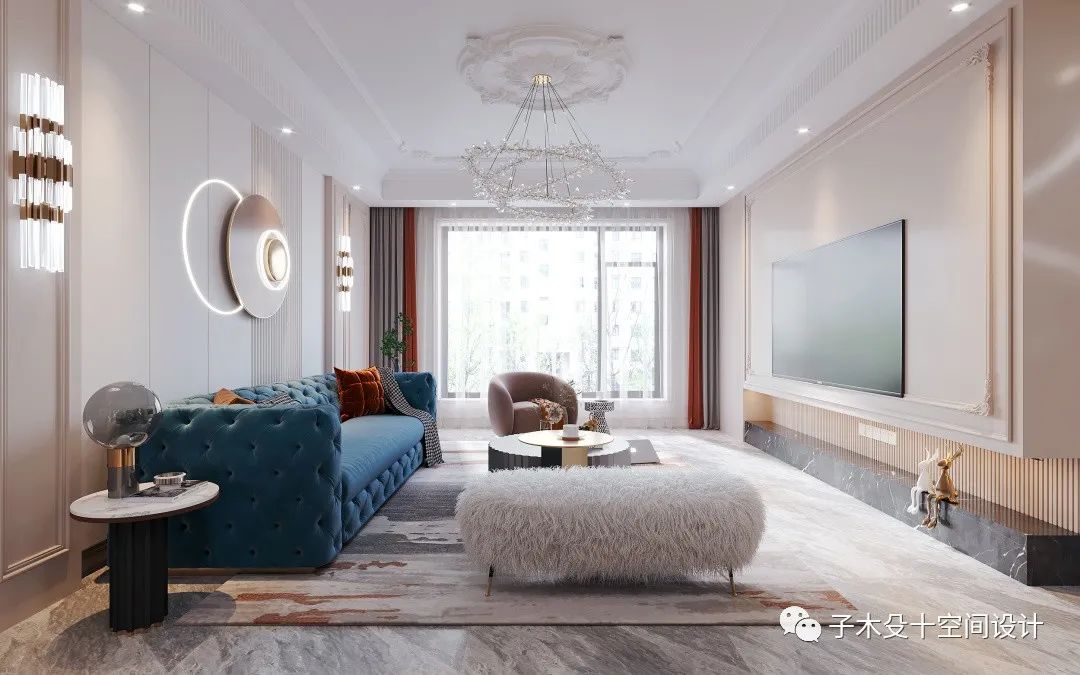 法式轻奢海城别墅丨子木殳十空间设计-12