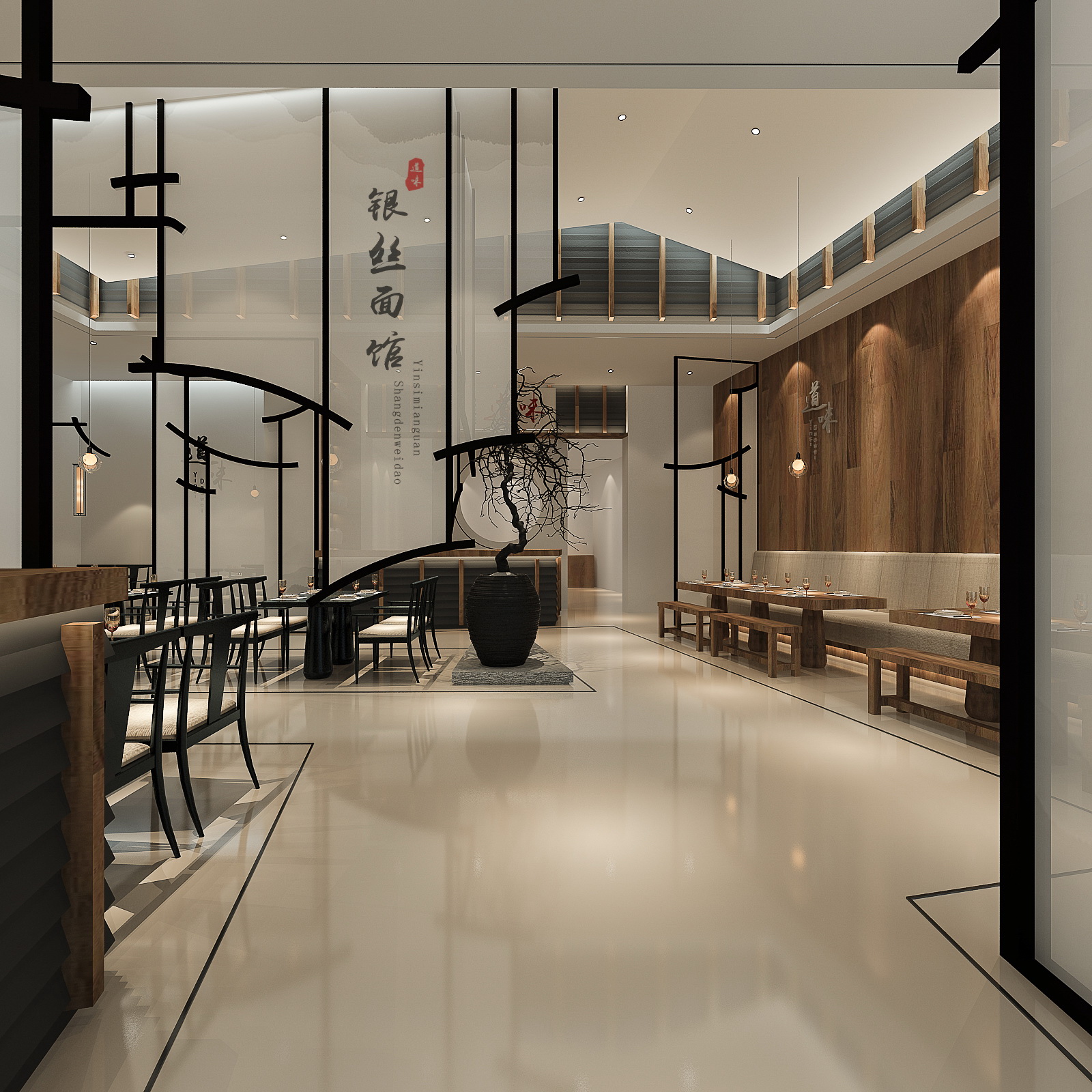 江南古韵融入银丝面馆——伊江南银丝面馆设计-17