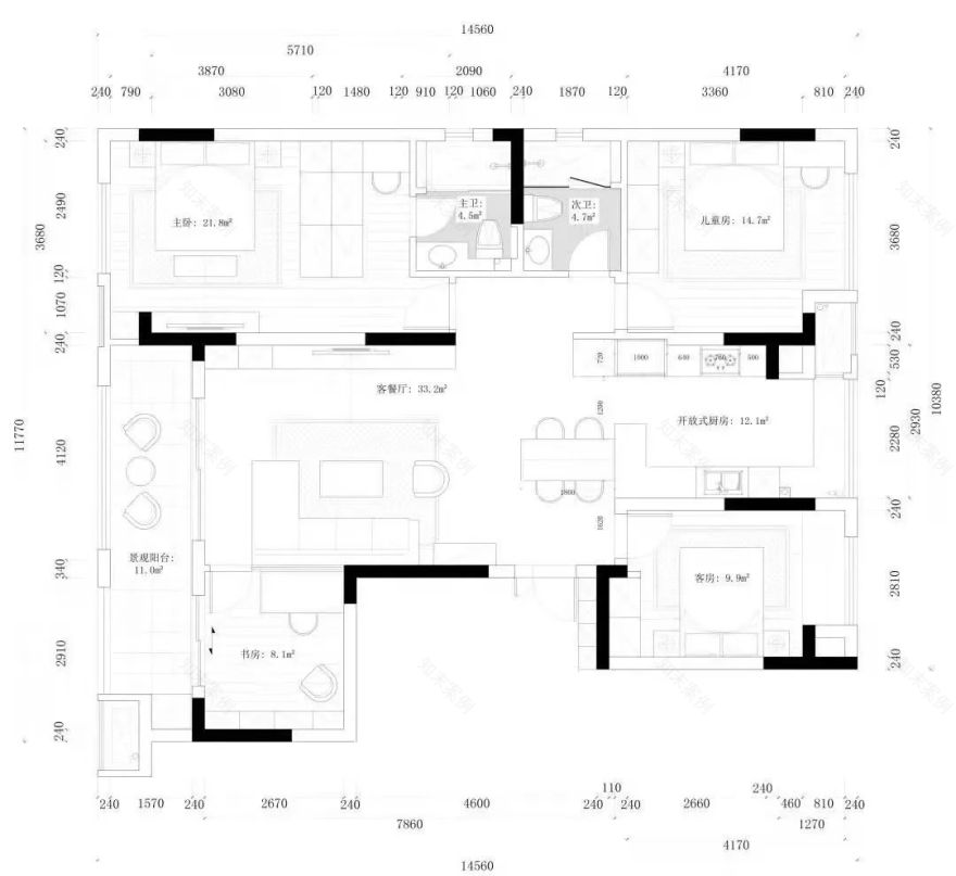 绿地 GIC140㎡现代风格家居丨张兴亮-9