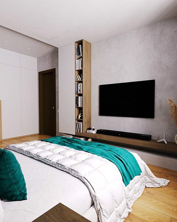 卧室：蓝绿色与木质的和谐搭配丨Borshchenko Dmytro-8