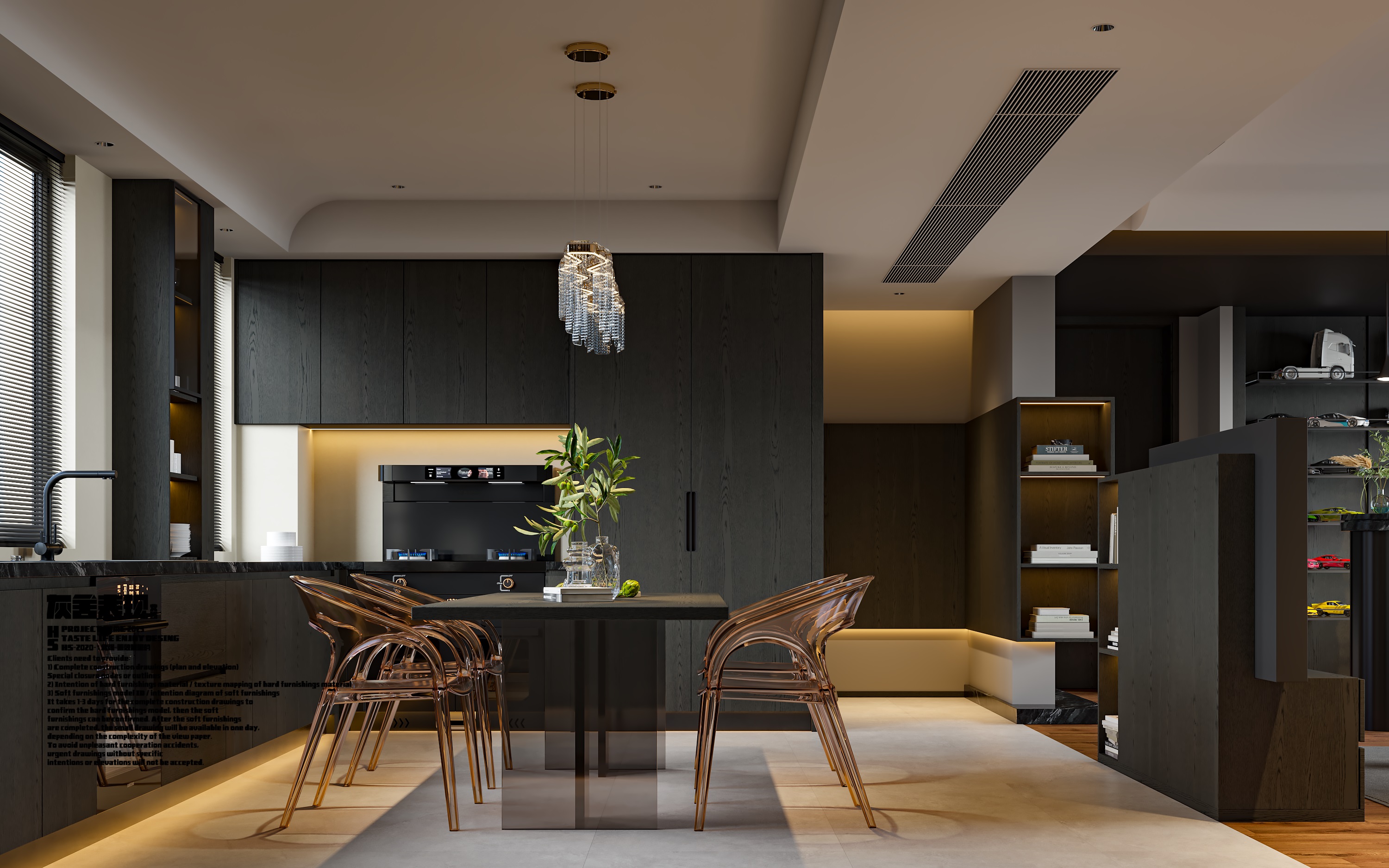 暗黑风大平层装修效果图丨灰舍表现-10