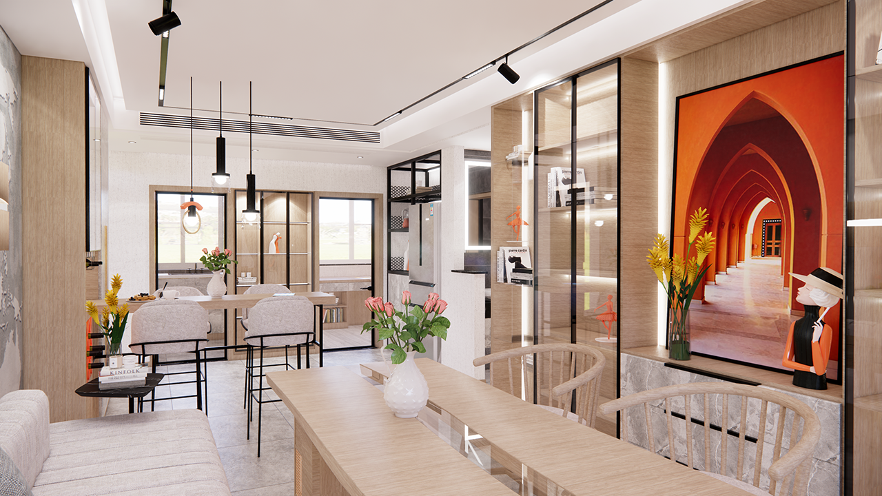 现代混搭工业风客厅设计-2