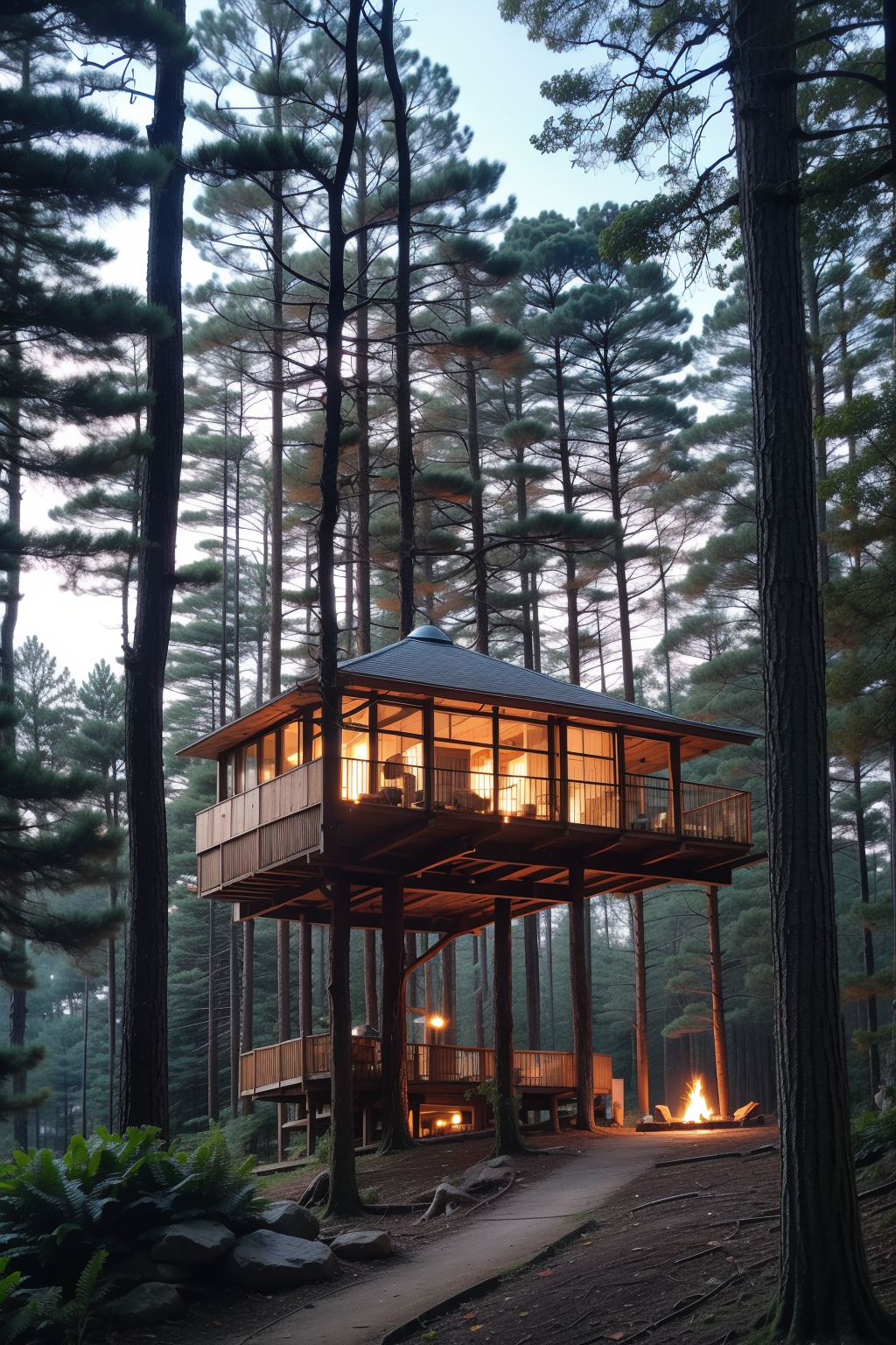 AI创意设计50-树屋篝火-3