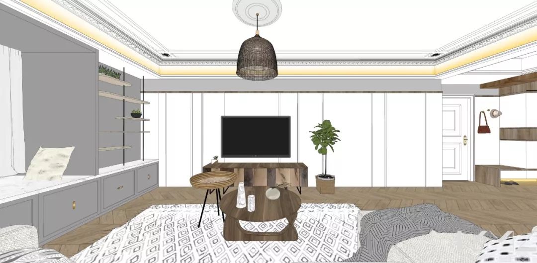 南京 124㎡现代美式混搭家居，开放式厨房、飘窗改造亮点多-39