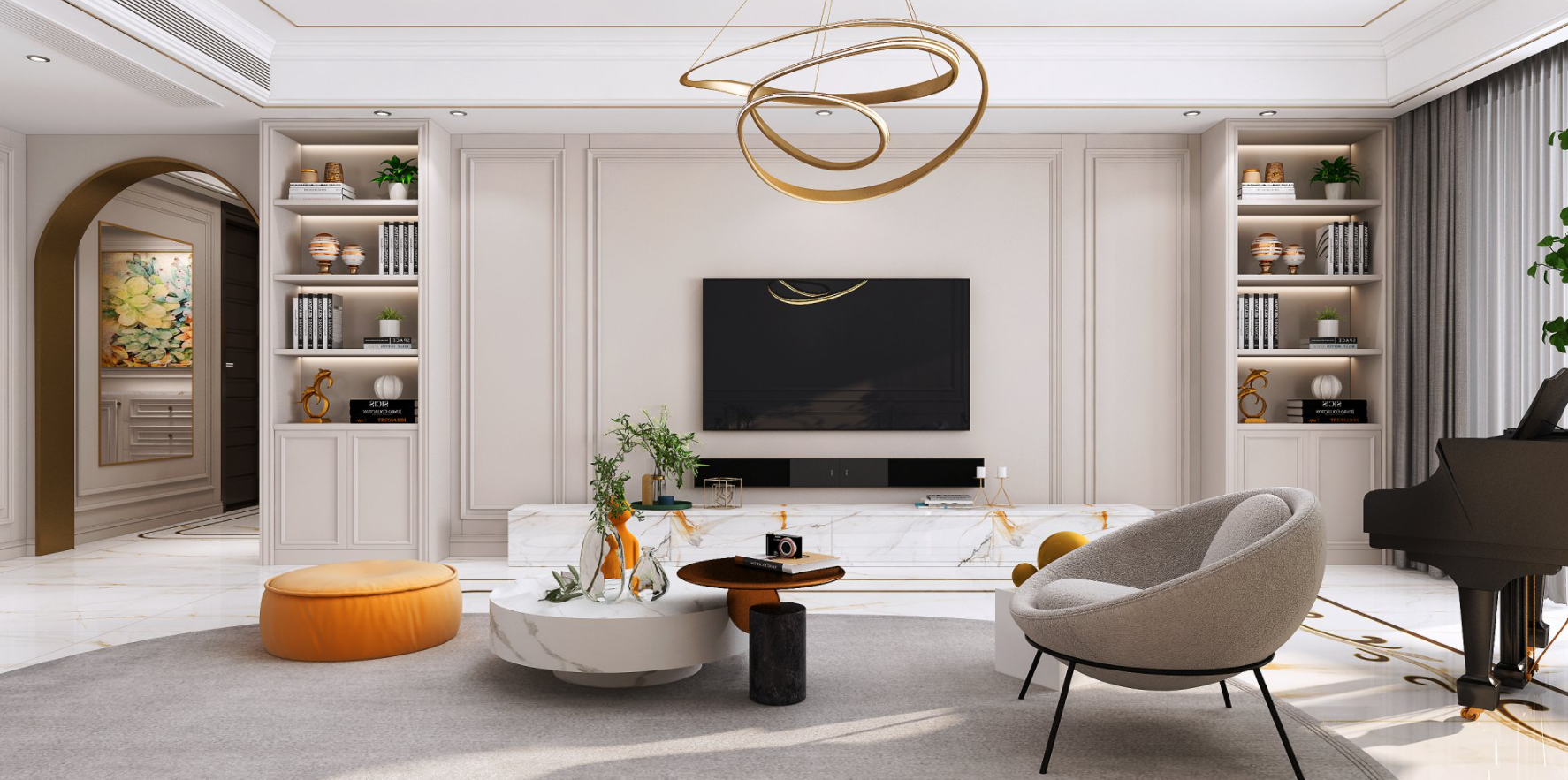 现代极简法式贵族宫廷平层设计-3