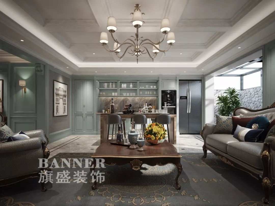 南昌汉港凯旋城 270㎡美式小清新设计-34