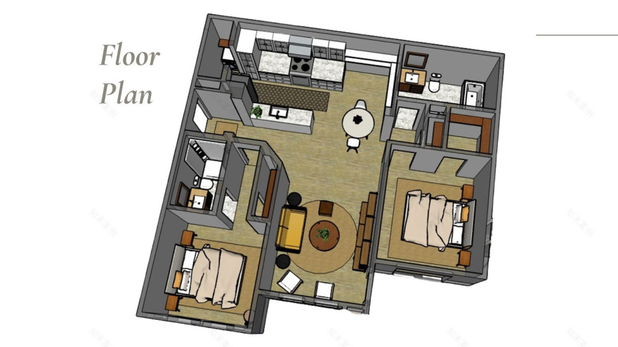 Anastasiya Gushchina丨平层丨Residential Concept: SketchUp + 2020 Design-5
