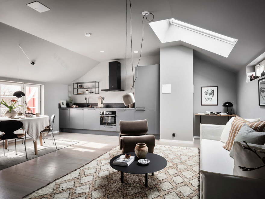 35 平米灰调顶楼公寓,独特设计展现极致空间魅力-7