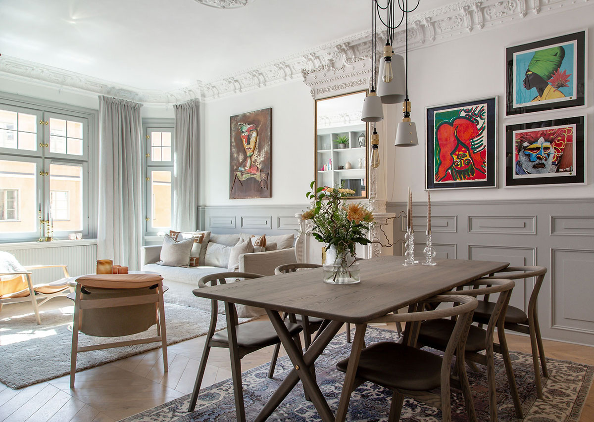 瑞典现代古典公寓的巧妙融合-1