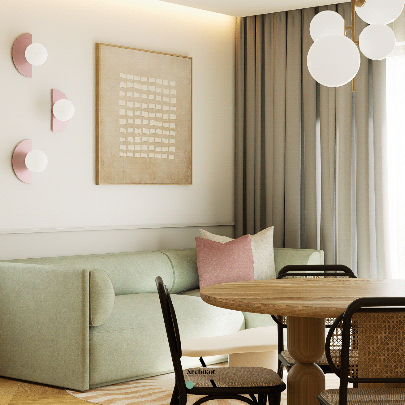 projekt salonu w pastelach - projekt wnętrza łódź-0