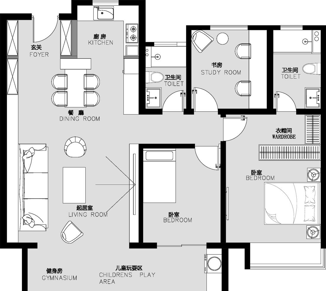 135㎡现代极简家居设计-42