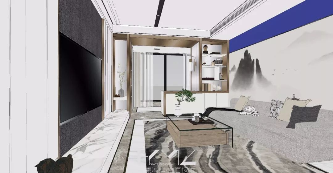 南京现代混搭风格客厅,360°旋转电视架酷炫登场-87