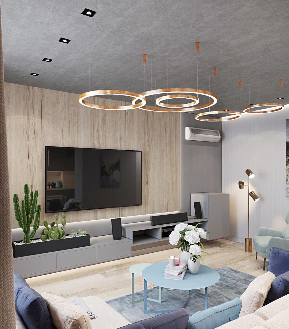 蓝色与金属元素打造的现代家居设计-8