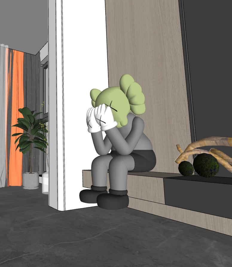 90㎡现代极简鑫利家园,Kaws 新家的空间艺术-21