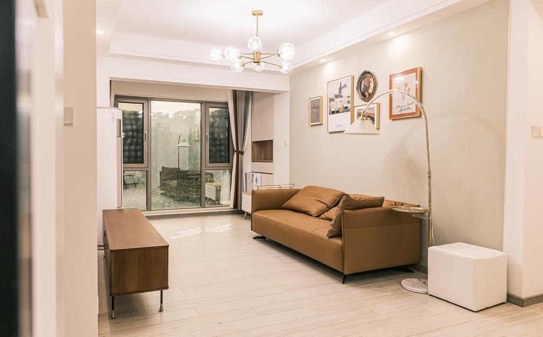 奶杏色客厅与六角形地砖的完美融合-5