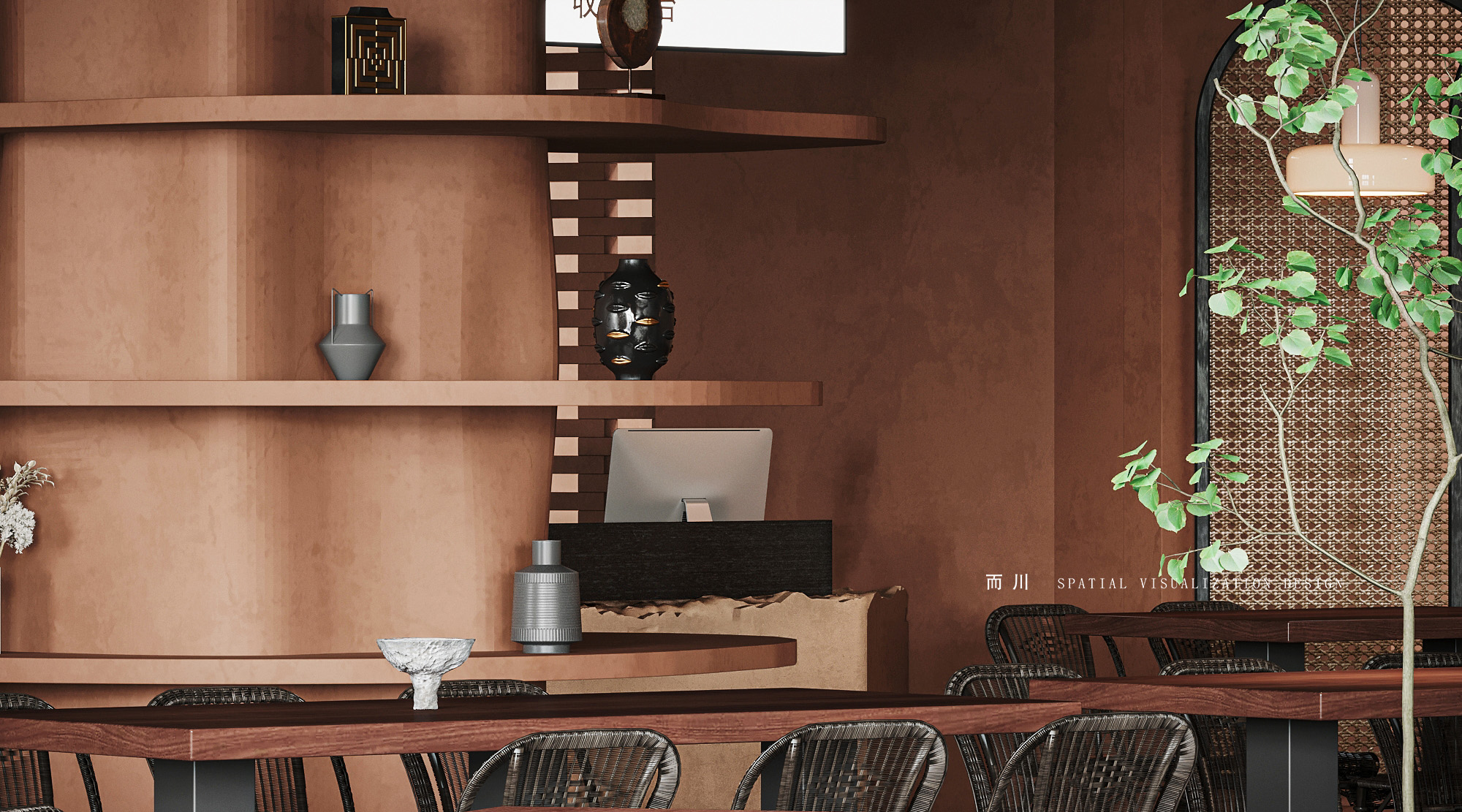 现代餐厅丨而川空间可视化工作室-13