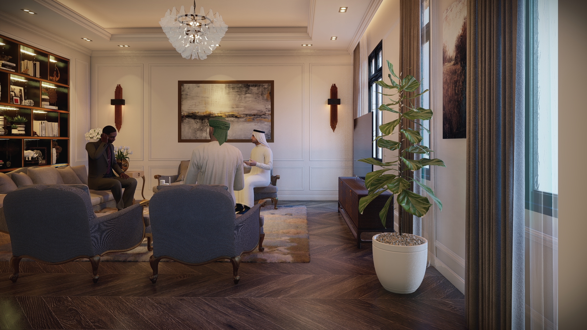 تصميم داخلي كامل لفيللا نيو كلاسيك-2