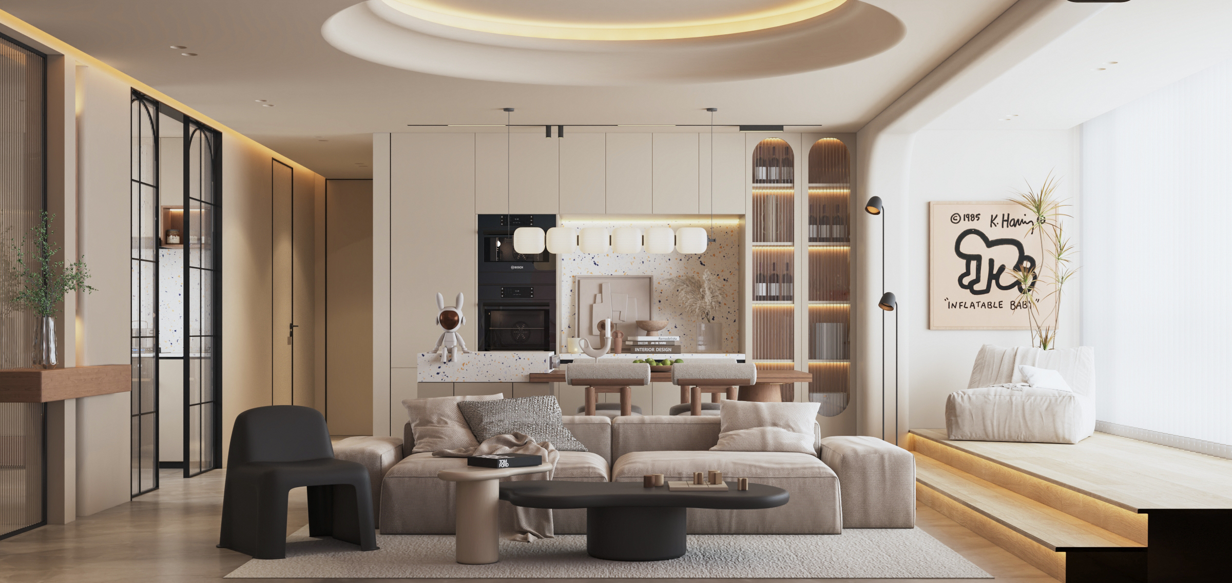 沈阳华发中东首府127㎡侘寂风格样板间设计-1