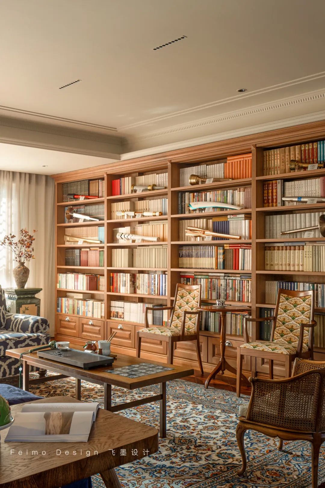 淮南南山里139㎡复古南洋风家居设计,藏身图书馆的定制生活-23