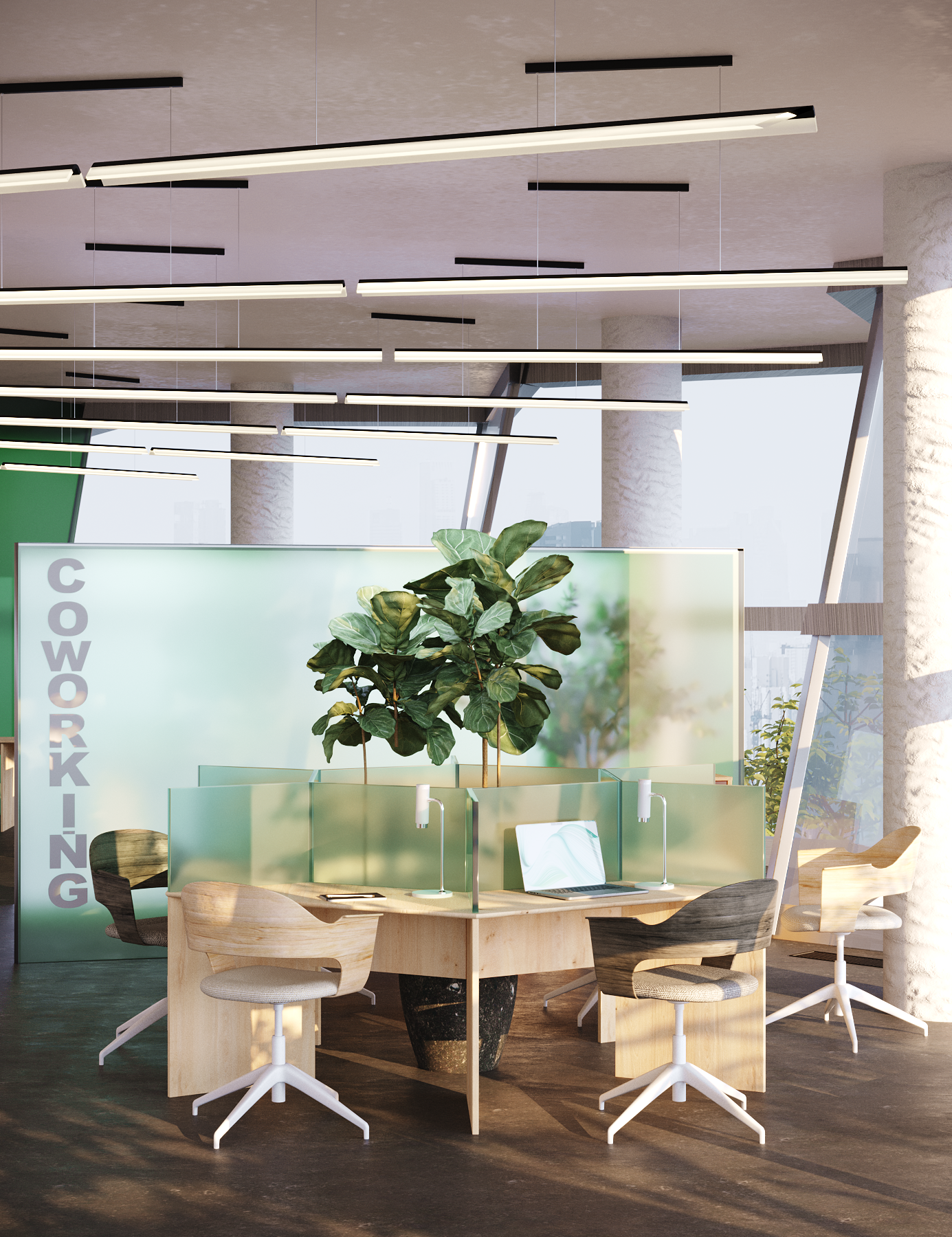 学生共享办公空间及中庭室内概念设计丨乌克兰基辅丨Lisa Polianytsia-16