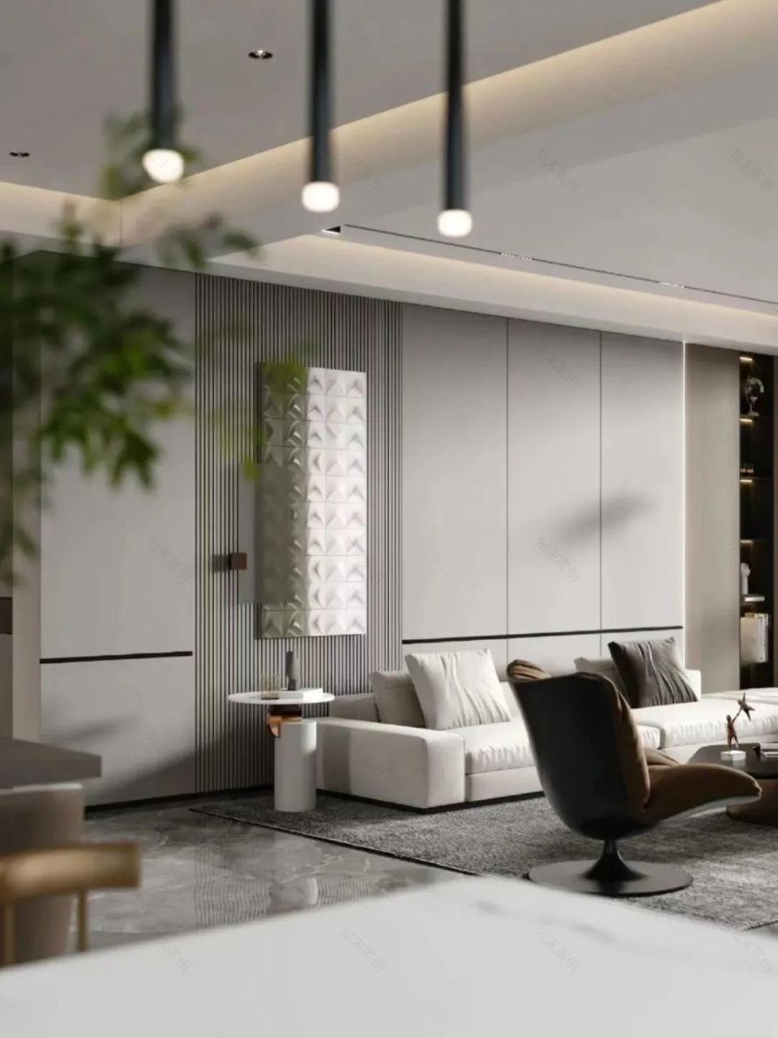 高级灰轻奢大平层丨中国长治丨长治峰上名宅装饰-17